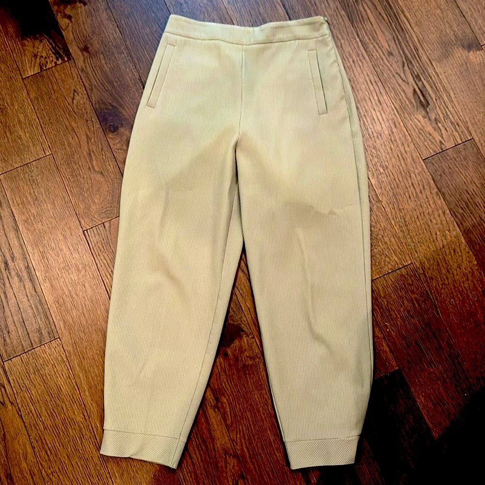 Zara High-Waisted Cords Trouser - Olive 🫒 Green, Side Zip, LARGE